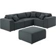 Bowery Hill Melrose Modular Sectional Sofa with Ottoman in Dark Gray Linen