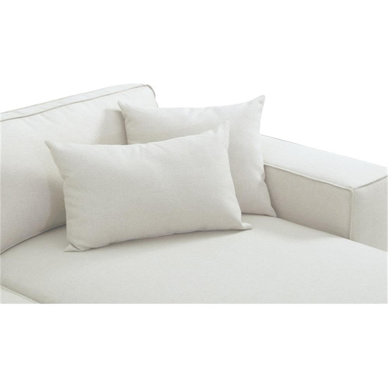 Bowery Hill Melrose Modular Sectional Sofa with Ottoman in Beige Linen