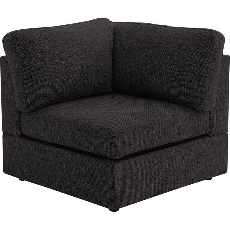 Bowery Hill Cassia Modular Sectional Sofa with Ottoman in Dark Gray Linen