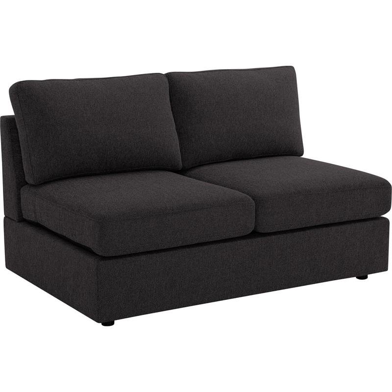 Bowery Hill Cassia Modular Sectional Sofa with Ottoman in Dark Gray Linen