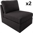 Bowery Hill Cassia Modular Sectional Sofa with Ottoman in Dark Gray Linen