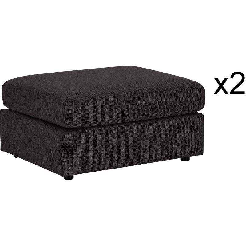 Bowery Hill Cassia Modular Sectional Sofa with Ottoman in Dark Gray Linen