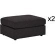 Bowery Hill Cassia Modular Sectional Sofa with Ottoman in Dark Gray Linen