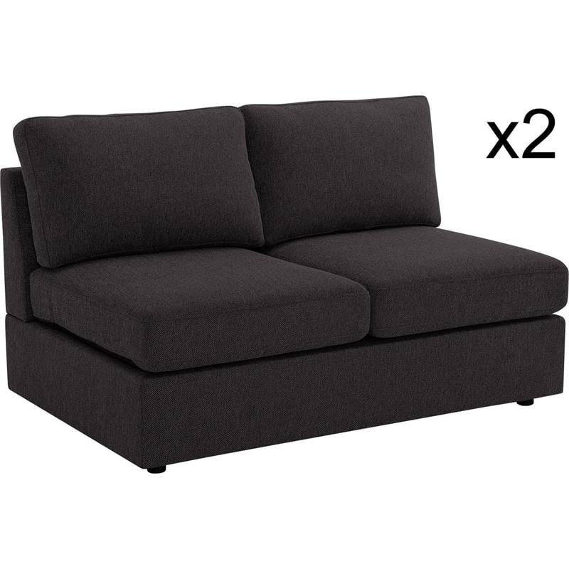 Bowery Hill Modern Fabric Modular Sectional Sofa with Reversible Chaise in Gray