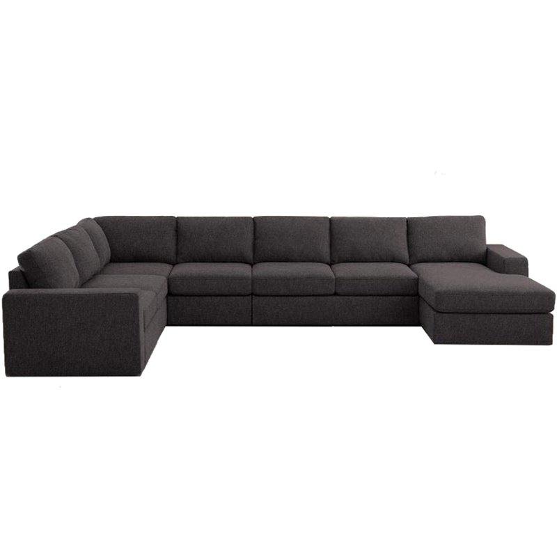 Bowery Hill Modular Sectional Sofa With Reversible Chaise In Dark Gray Linen Bh 4752 1949635 - Modular Sectional Sofa Bowery Hill Modular Sectional Sofa With Reversible Chaise In Dark Gray Linen Bh 4752 1949635 - Modular Sectional Sofa