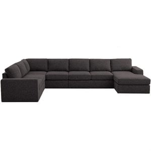 Bowery Hill Modern Fabric Modular Sectional Sofa with Reversible Chaise in Gray