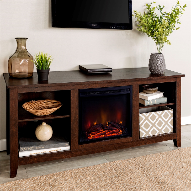 Bowery Hill Electric Fireplace 58 Tv Stand In Brown Bh 4752 1671388
