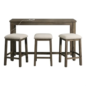 Bowery Hill Transitional Wood Gray Multipurpose Bar Table Set