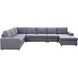Bowery Hill Contemporary Fabric 7 Seat Reversible Sectional Sofa Chaise in Gray