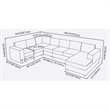 Bowery Hill Contemporary Fabric 7 Seat Reversible Sectional Sofa Chaise in Gray