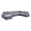 Bowery Hill Contemporary Fabric 7 Seat Reversible Sectional Sofa Chaise in Gray