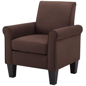 bowery hill angelo microfiber fabric upholstered roll armchair