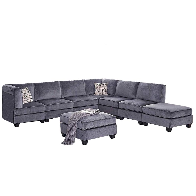 Gray Velvet 8Pc Modular Sectional Sofa Cymax Business