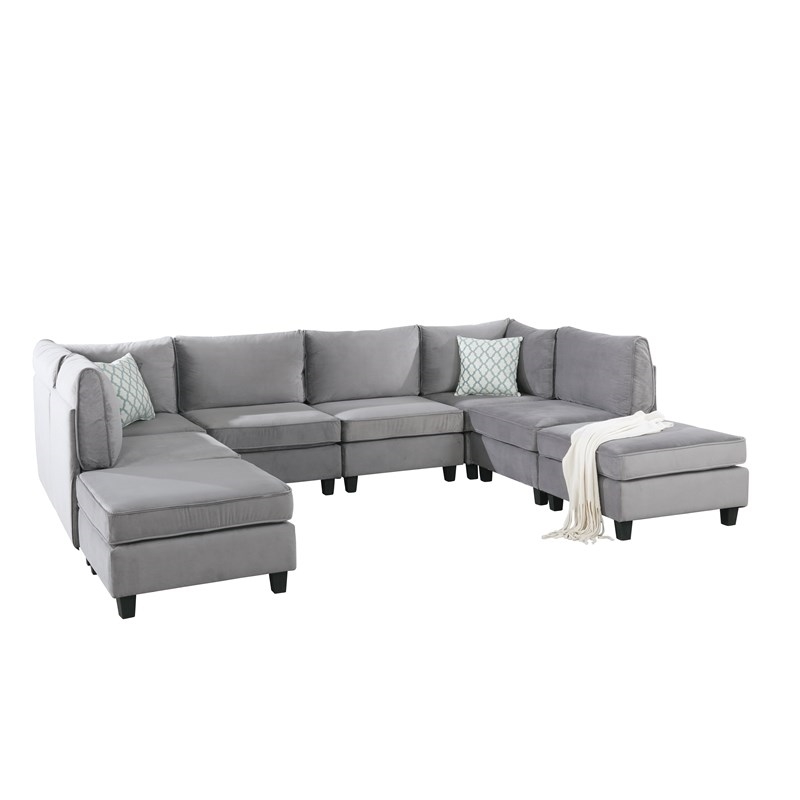 Gray Velvet 8Pc Modular Sectional Sofa Cymax Business