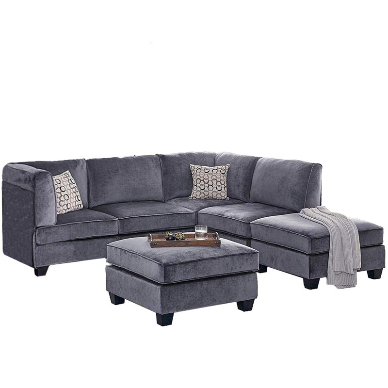 Gray Velvet 6Pc Modular Sectional Sofa Cymax Business