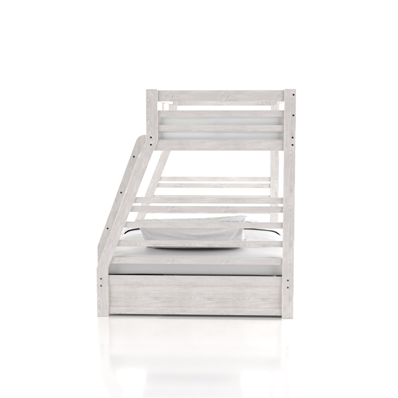 Bowery Hill Transitional Wood Twin over Full Storage Bunk Bed in Brushed White