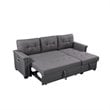 Bowery Hill Fabric Gray Reversible Sleeper Sofa Storage Chaise with USB Ports