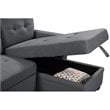 Bowery Hill Fabric Gray Reversible Sleeper Sofa Storage Chaise with USB Ports