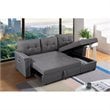 Bowery Hill Fabric Gray Reversible Sleeper Sofa Storage Chaise with USB Ports