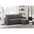 Bowery Hill Fabric Gray Reversible Sleeper Sofa Storage Chaise with USB Ports