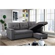 Bowery Hill Fabric Gray Reversible Sleeper Sofa Storage Chaise with USB Ports