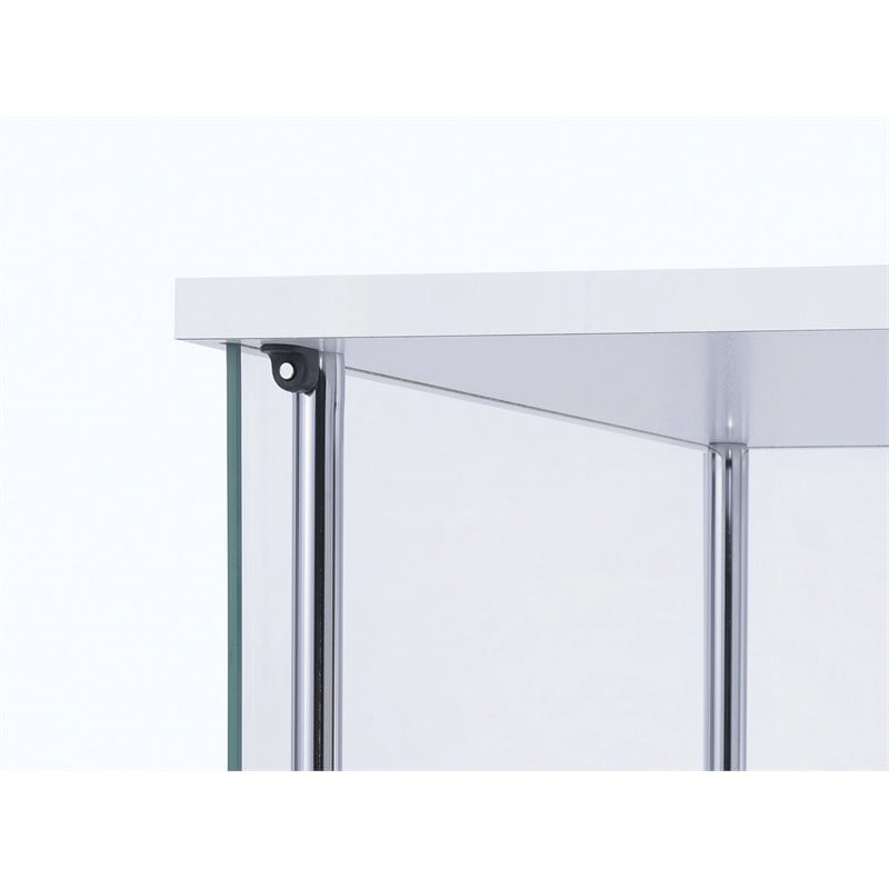 Bowery Hill Modern Metal 4 Shelf Glass Display Case in White