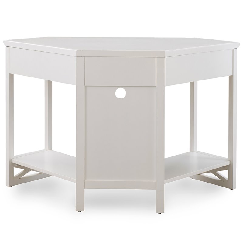 Bowery Hill Solid Wood Corner Computer Office Desk in White