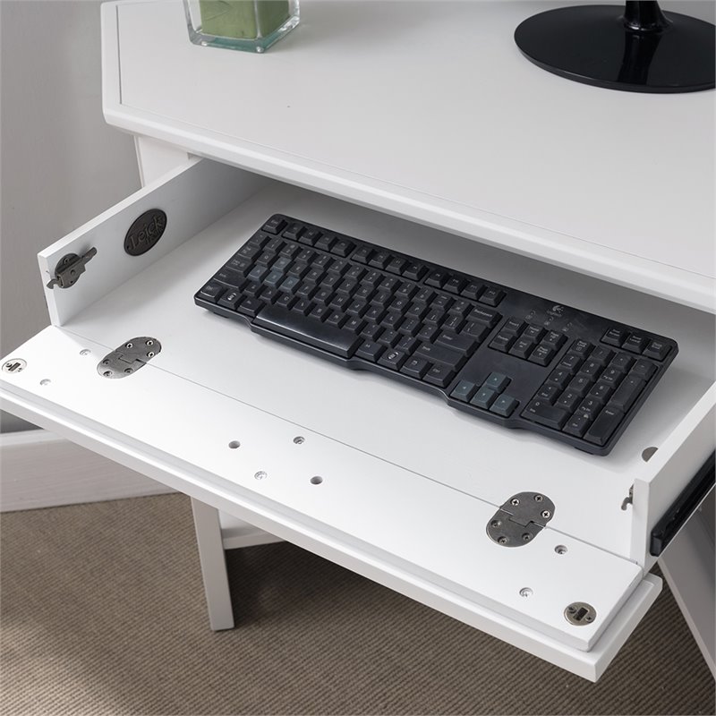 Bowery Hill Solid Wood Corner Computer Office Desk in White