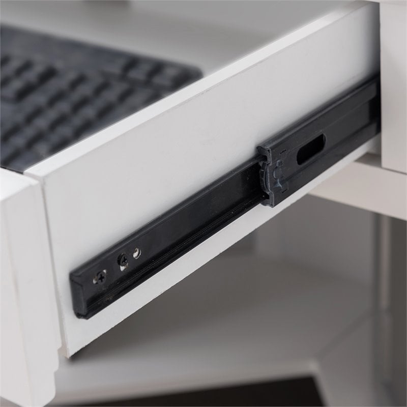 Bowery Hill Solid Wood Corner Computer Office Desk in White