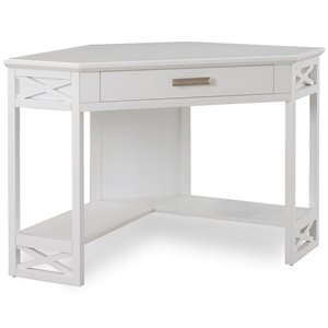 Bowery Hill Solid Wood Corner Computer Office Desk in White