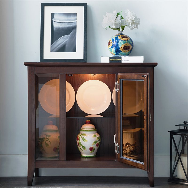 Bowery Hill Curio Cabinet in Chocolate Oak