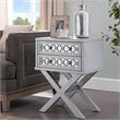 Bowery Hill Diamond Mirrored 2-Drawers Accent End Table in Silver Leaf