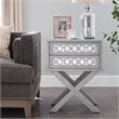 Bowery Hill Diamond Mirrored 2-Drawers Accent End Table in Silver Leaf