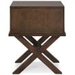 Bowery Hill Diamond Mirrored 2-Drawers Accent End Table in Walnut