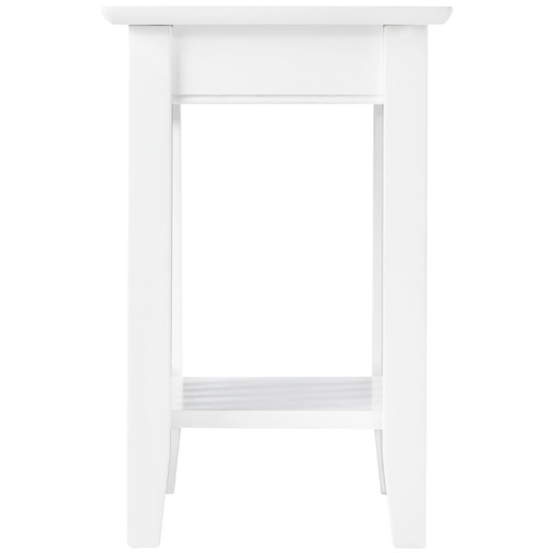 Bowery Hill Solid Wood End Table with Charging Port in White