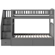 Bowery Hill Solid Wood Staircase Storage Bunk Twin Over Twin in Gray