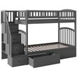 Bowery Hill Solid Wood Staircase Storage Bunk Twin Over Twin in Gray