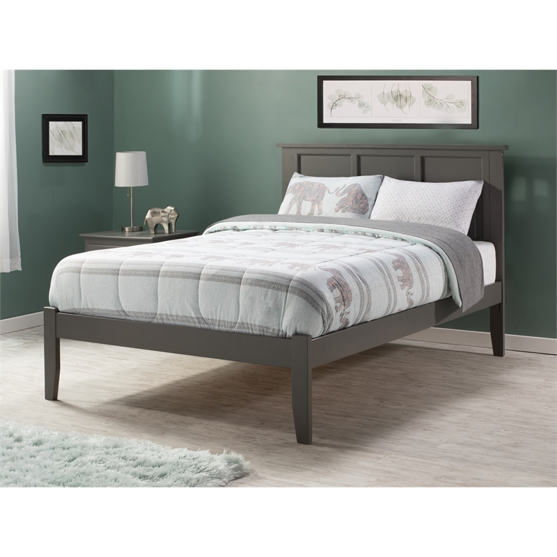 Bowery Hill  Madison Full Solid Wood Platform Bed in Grey