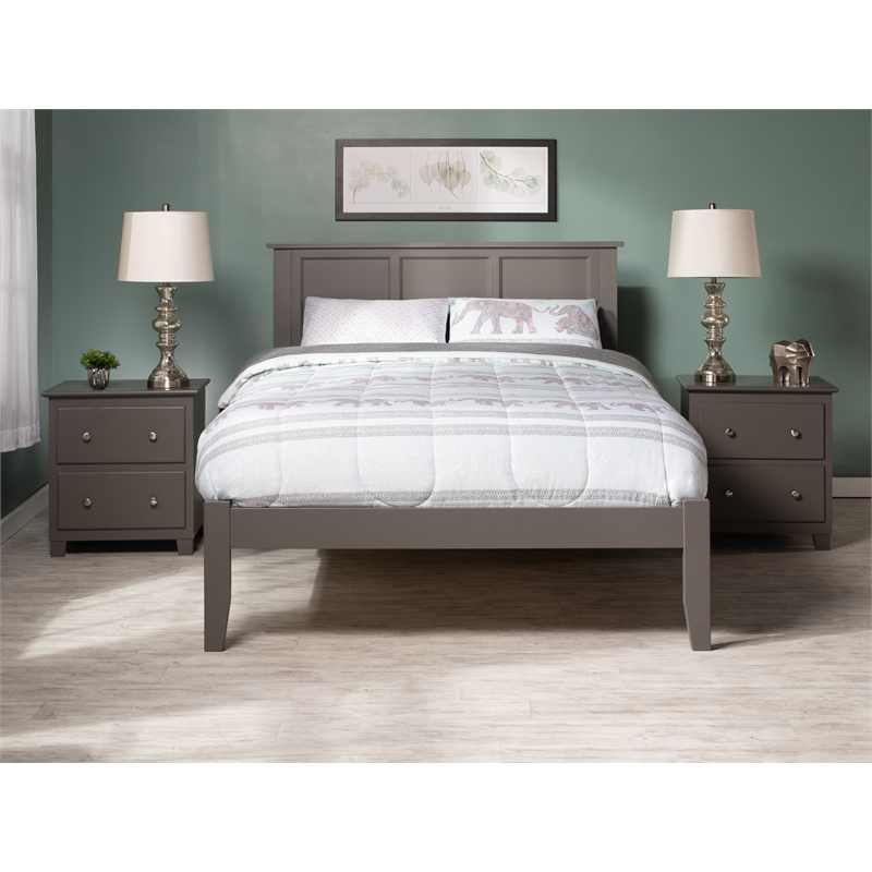 Bowery Hill  Madison Full Solid Wood Platform Bed in Grey