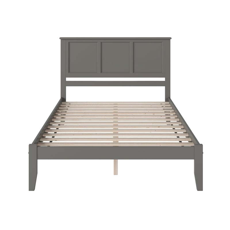 Bowery Hill  Madison Queen Solid Wood Platform Bed in Grey