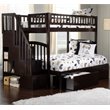Bowery Hill Traditional Wood Staircase Storage Bunk Twin Over Full in Espresso