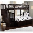Bowery Hill Traditional Wood Staircase Storage Bunk Twin Over Full in Espresso