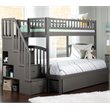 Bowery Hill Solid Wood Staircase Storage Bunk Twin Over Full in Gray