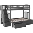 Bowery Hill Solid Wood Staircase Storage Bunk Twin Over Full in Gray