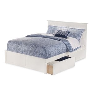 Bowery Hill Solid Wood White Platform Bed Cottage Design 50&quotH x 80.75&quotW x 82.5&quotD Assembly Required