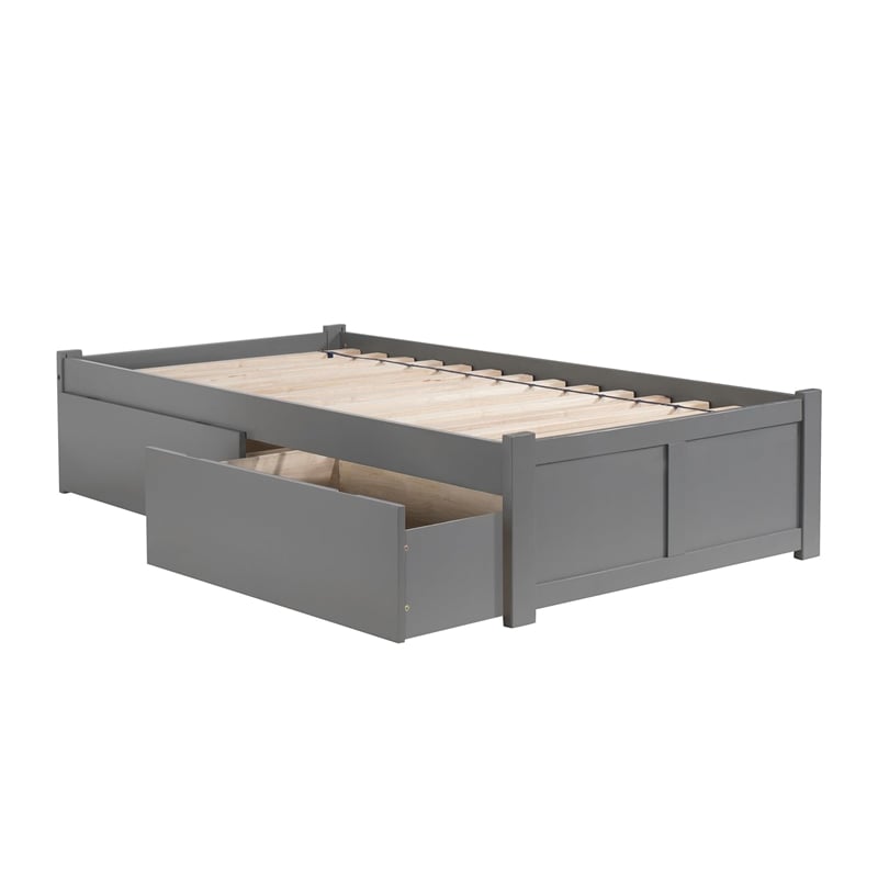 Bowery Hill Modern Wood Full Bed with Storage Drawers in Gray