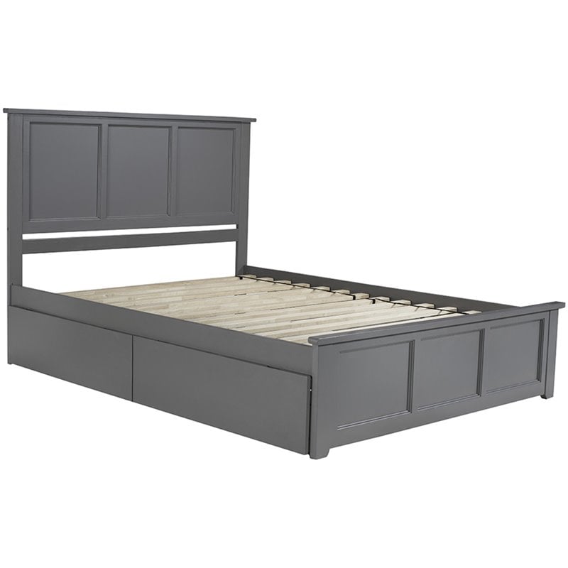 Bowery Hill  Madison Queen Platform Bed  & Storage Drawers in Grey