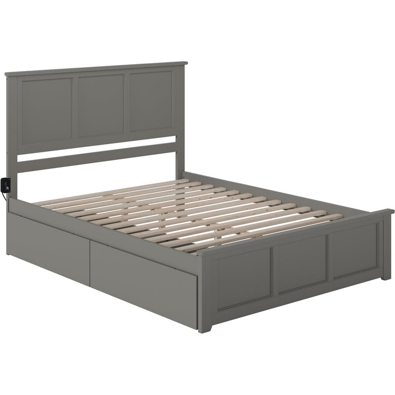 Bowery Hill Traditional Solid Wood Platform Queen Bed & Storage Drawer ...