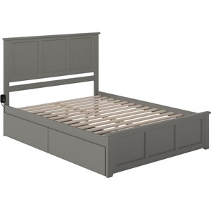 Bowery Hill  Madison Queen Platform Bed  & Storage Drawers in Grey