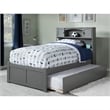 Bowery Hill Farmhouse Solid Wood Bookcase Full Bed with Twin Trundle in Gray